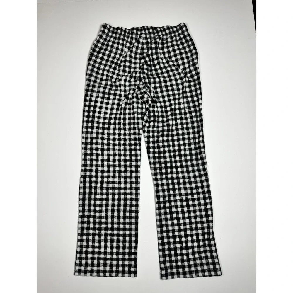 Old Navy Girls Large 10-12 Gingham‎ Fleece Pajama Pants Black Check Sleepwear